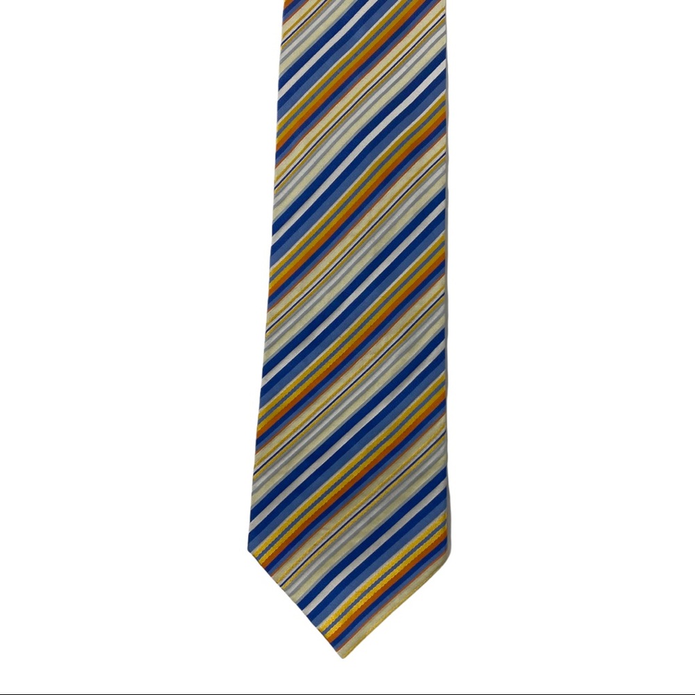 Alex Cannon Striped Silk Tie, Blue